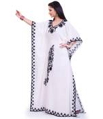 white georgette embroidered zari work islamic kaftans