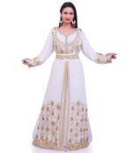 white georgette embroidered zari work islamic kaftans