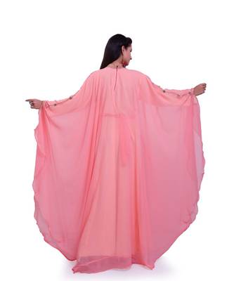 peach georgette embroidered zari work islamic kaftans 5
