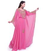 baby pink georgette embroidered zari work islamic kaftans