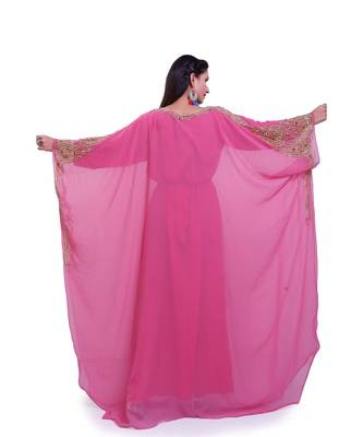 baby pink georgette embroidered zari work islamic kaftans 4