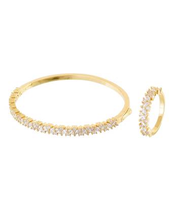 Golden Beautiful Diamond Bracelet Ring Combo Special Gift For Valentine 1