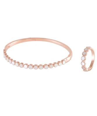 Rosegold Beautiful Shell Pearl Elegant Bracelet Ring Combo Special For Valentine 1