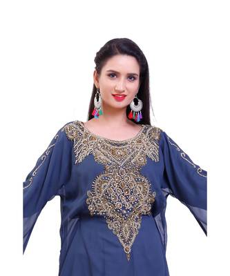 grey georgette embroidered zari work islamic kaftans 3