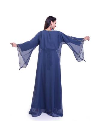 grey georgette embroidered zari work islamic kaftans 4