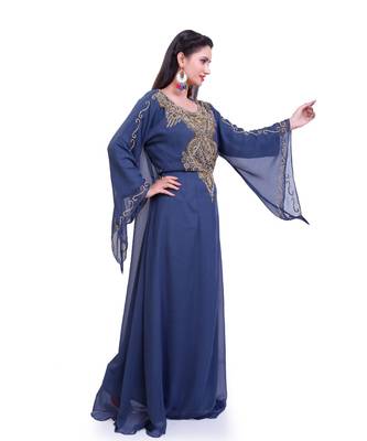 grey georgette embroidered zari work islamic kaftans 5