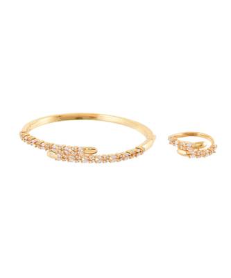 Golden Royal Classy Diamond Bracelet Ring Combo Special For Valentine 1