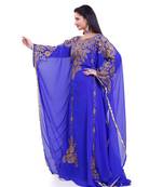royal blue georgette embroidered zari work islamic kaftans