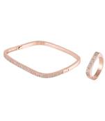 Rose Gold Beautiful Diamond Square Bracelet Ring Combo Special Gift For Valentine