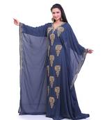 navy blue georgette embroidered zari work islamic kaftans
