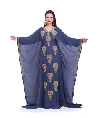 navy blue georgette embroidered zari work islamic kaftans 2