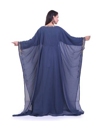 navy blue georgette embroidered zari work islamic kaftans 4