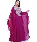magenta georgette embroidered zari work islamic kaftans