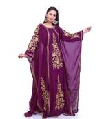 magenta georgette embroidered zari work islamic kaftans