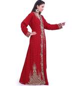 maroon georgette embroidered zari work islamic kaftans