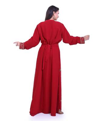 maroon georgette embroidered zari work islamic kaftans 4