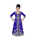 Royal Blue Georgette Embroidered Zari Work Kids Kaftans