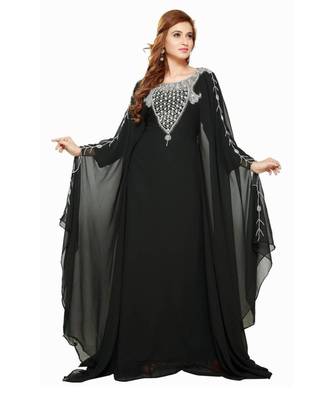 black georgette embroidered zari work islamic kaftans 2