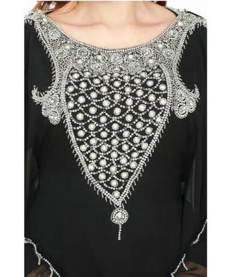 black georgette embroidered zari work islamic kaftans 4