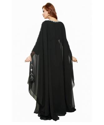 black georgette embroidered zari work islamic kaftans 5