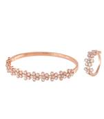 Rose Gold Flower Design Diamond Bracelet Ring Combo Special Gift For Valentine