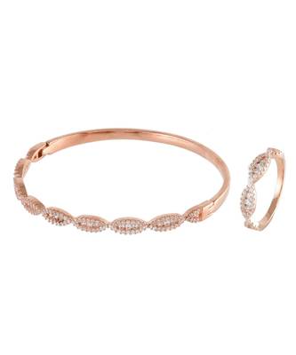 Rose Gold Cute Diamond Bracelet Ring Combo Special Gift For Valentine 1