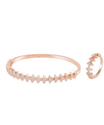 Rose Gold Stylish Diamond Bracelet Ring Combo Special Gift For Valentine 1