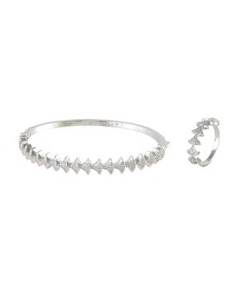 Silver Stylish Diamond Bracelet Ring Combo Special Gift For Valentine 1