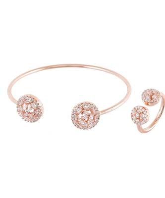 Rose Gold Elegant Diamond Bracelet Ring Combo Special Gift For Valentine 1