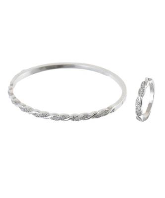 Silver Sweet N Simble Daimond Bracelet Ring Combo Special Gift For Valentine 1