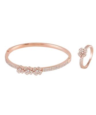 Rosegold Beautiful Flower  Diamond Bracelet Ring Combo Special Gift For Valentine 1