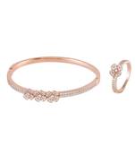 Rosegold Beautiful Flower  Diamond Bracelet Ring Combo Special Gift For Valentine