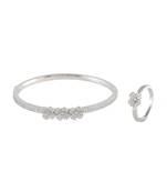 Silver Beautiful Flower  Diamond Bracelet Ring Combo Special Gift For Valentine