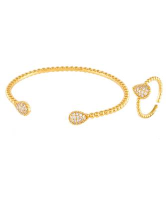 Golden Delicate Daimond Bracelet Ring Combo Special Gift For Valentine 1