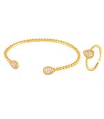 Golden Delicate Daimond Bracelet Ring Combo Special Gift For Valentine