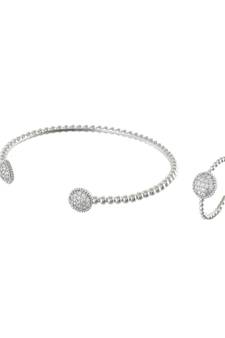 Silver Sweet N Simple Diamond Bracelet Ring Combo Special Gift For Valentine