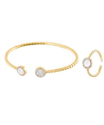 Golden Stylish Shell Pearl Diamond Bracelet Ring Combo Special For Valentine 1