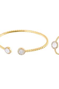 Golden Stylish Shell Pearl Diamond Bracelet Ring Combo Special For Valentine