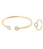 Golden Stylish Shell Pearl Diamond Bracelet Ring Combo Special For Valentine