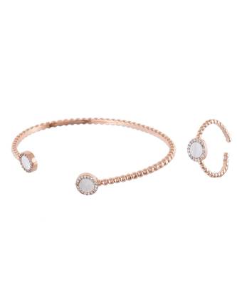 Rosegold Stylish Shell Pearl Diamond Bracelet Ring Combo Special For Valentine 1