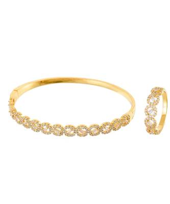 Golden Classy Elegant Diamond Bracelet Ring Combo Special For Valentine 1