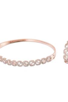 Rosegold Classy Elegant Diamond Bracelet Ring Combo Special For Valentine
