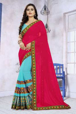 Pink Embroidered Georgette Saree With Blouse 1