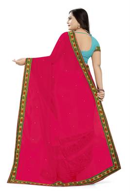 Pink Embroidered Georgette Saree With Blouse 4
