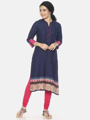 Blue printed viscose ethnic-kurtis 1