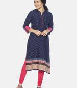 Blue printed viscose ethnic-kurtis