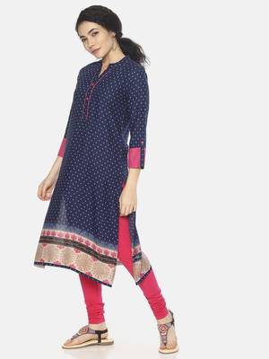 Blue printed viscose ethnic-kurtis 3