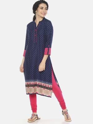 Blue printed viscose ethnic-kurtis 4