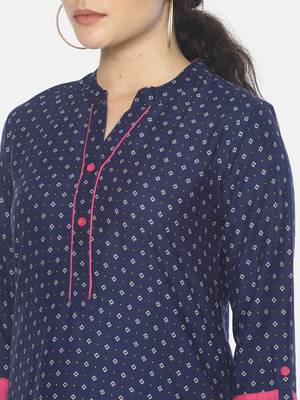 Blue printed viscose ethnic-kurtis 5
