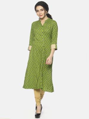 Green printed viscose ethnic-kurtis 1